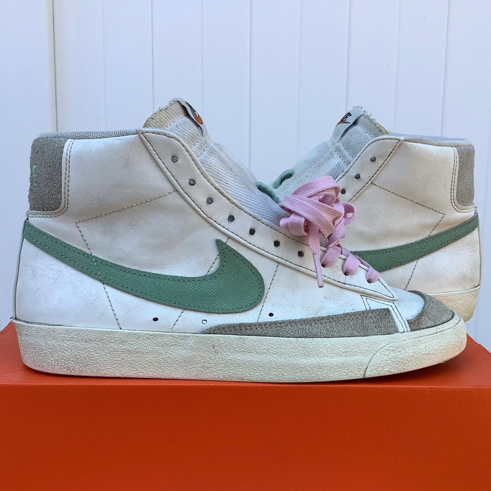 Sz 8.5 Nike Blazer '77 Premium Mid Certified Fresh - Sail Enamel Green Mens USED